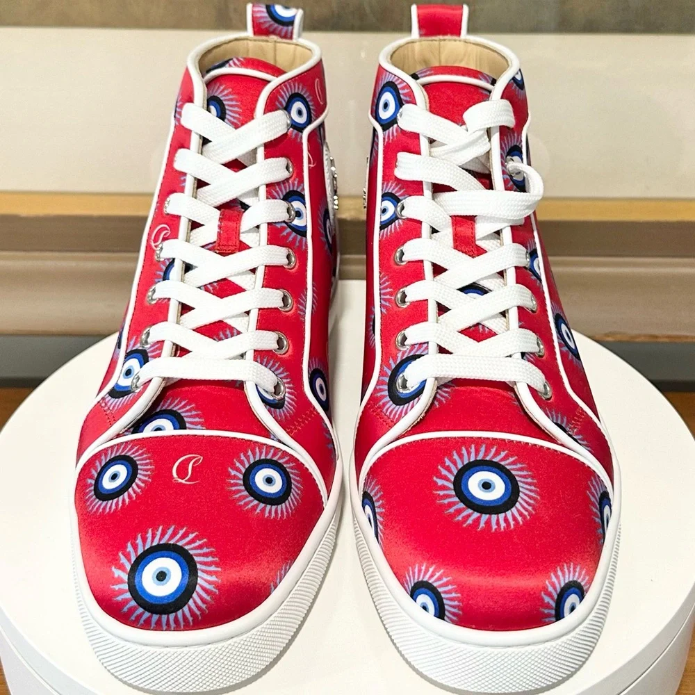 👞 CHRISTIAN LOUBOUTIN Satin Nappa Loubi Eye Louis Orlato Flat Sneakers Size: 41 - Picture 7 of 11